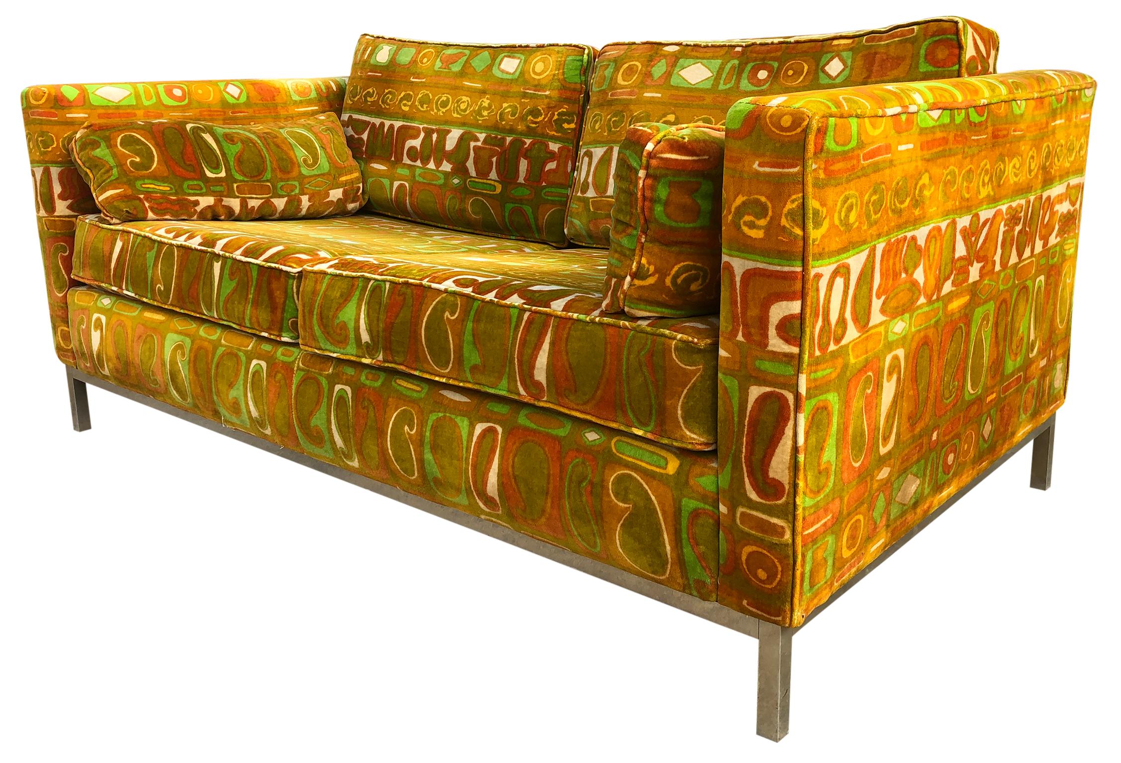 Mid-20th Century Mid-Century Modern Couch Sofa Loveseat Jack Lenor Larsen Upholstery
