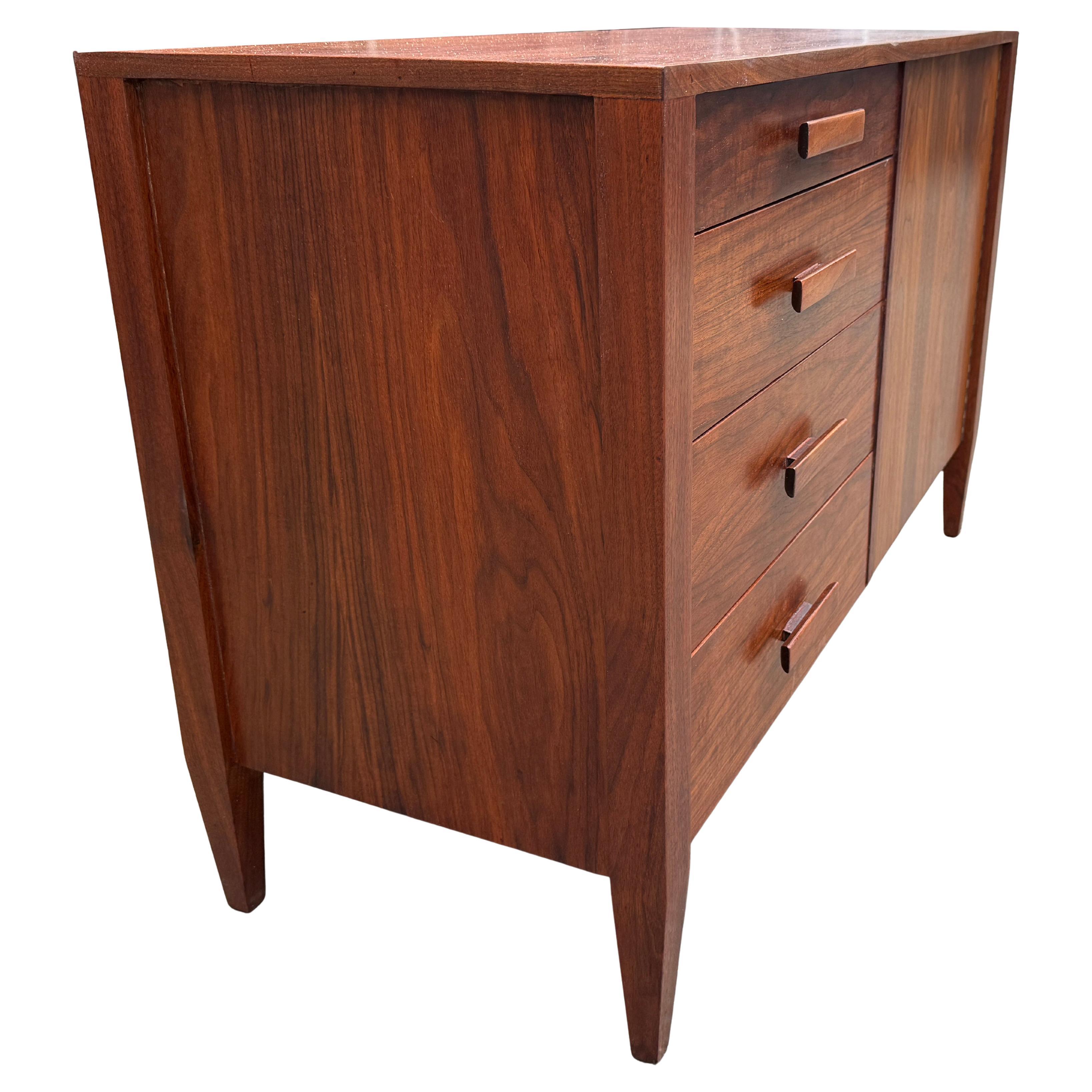 Midcentury Modern Crafted Black Walnut Dresser In Good Condition For Sale In BROOKLYN, NY