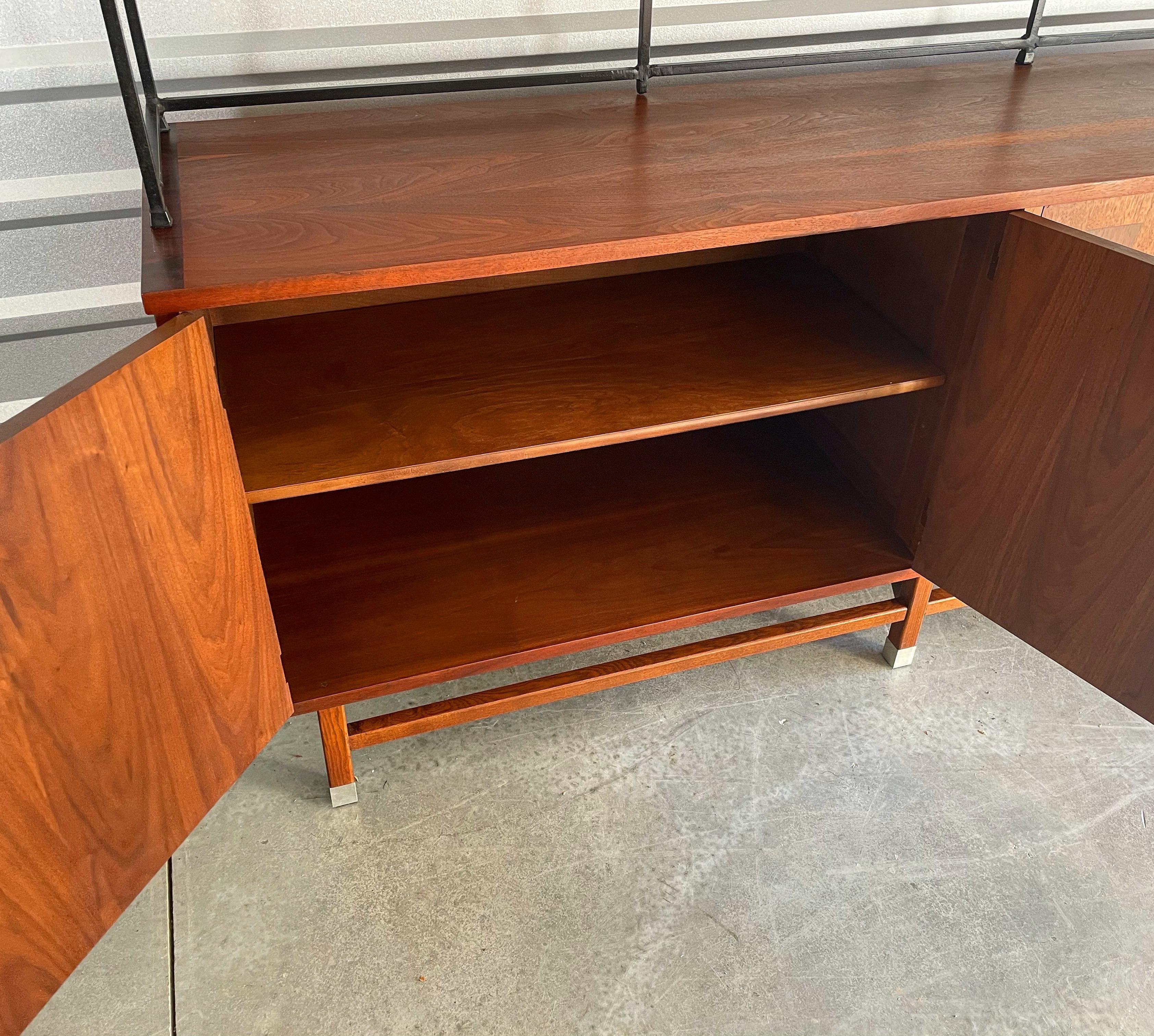 Mid-Century Modern Credenza and Hutch Top by Stanley in Walnut and Rosewood 3