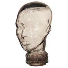 Mid-Century Modern Crystal Glass Head Shaped American Pharmacy Dispenser, 1970