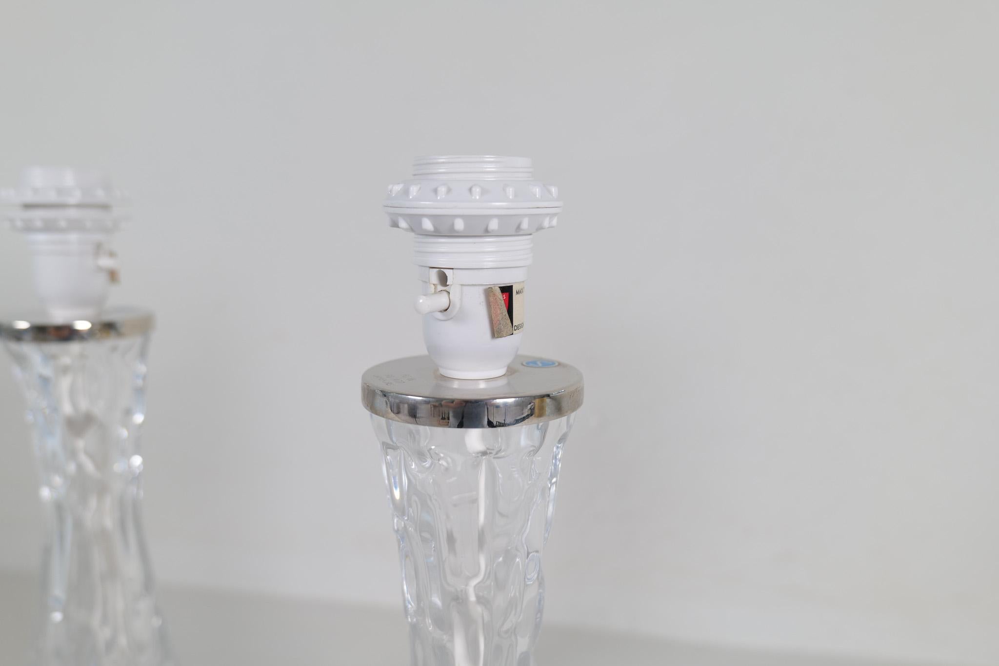 Lampes de table en cristal modernes du milieu du siècle Orrefors par Carl Fagerlund Suède 1970 en vente 5