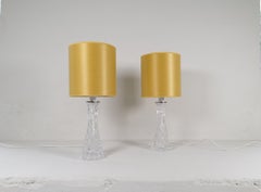 Midcentury Modern Crystal Table Lamps Orrefors by Carl Fagerlund Sweden 1970s