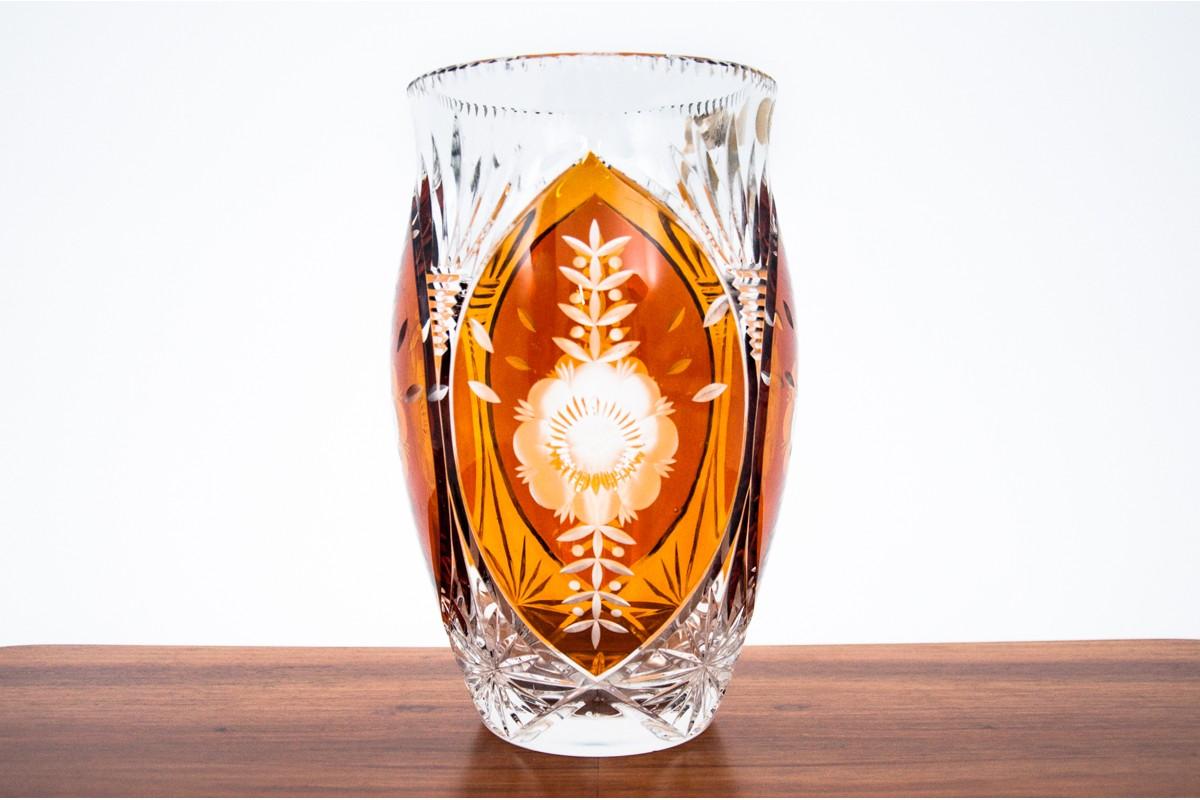 Mid-20th Century Midcentury Modern Crystal Vase, Poland, 1960s For Sale