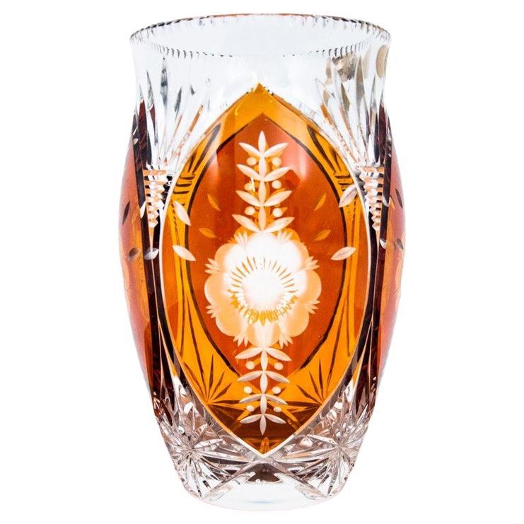 Midcentury Modern Crystal Vase, Poland, 1960s For Sale