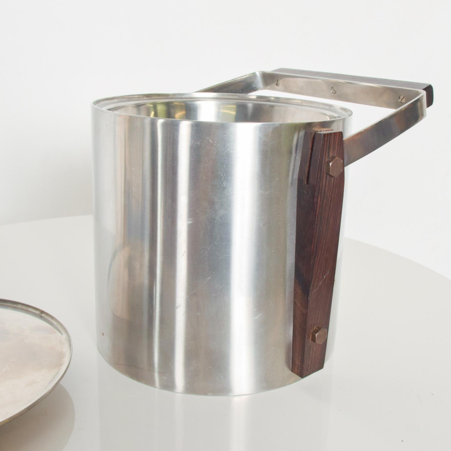 Mid-Century Modern Cultura Ice Bucket Stainless Steel with Walnut Wood, Sweden 1