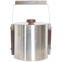 Mid-Century Modern Cultura Ice Bucket Stainless Steel with Walnut Wood, Sweden