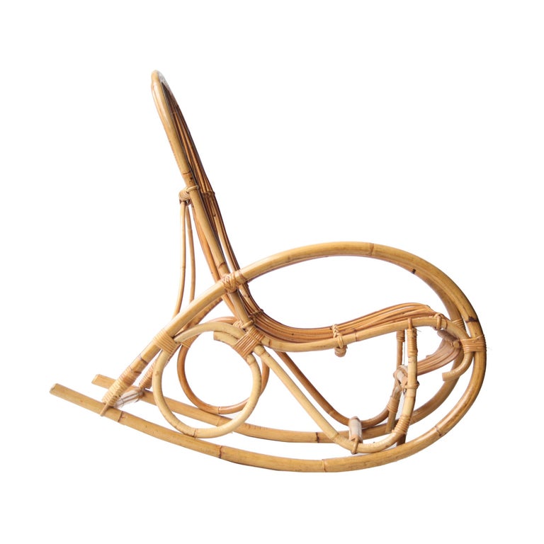 Midcentury Modern Curved Bamboo Couple of French Rocking Chairs, France ...