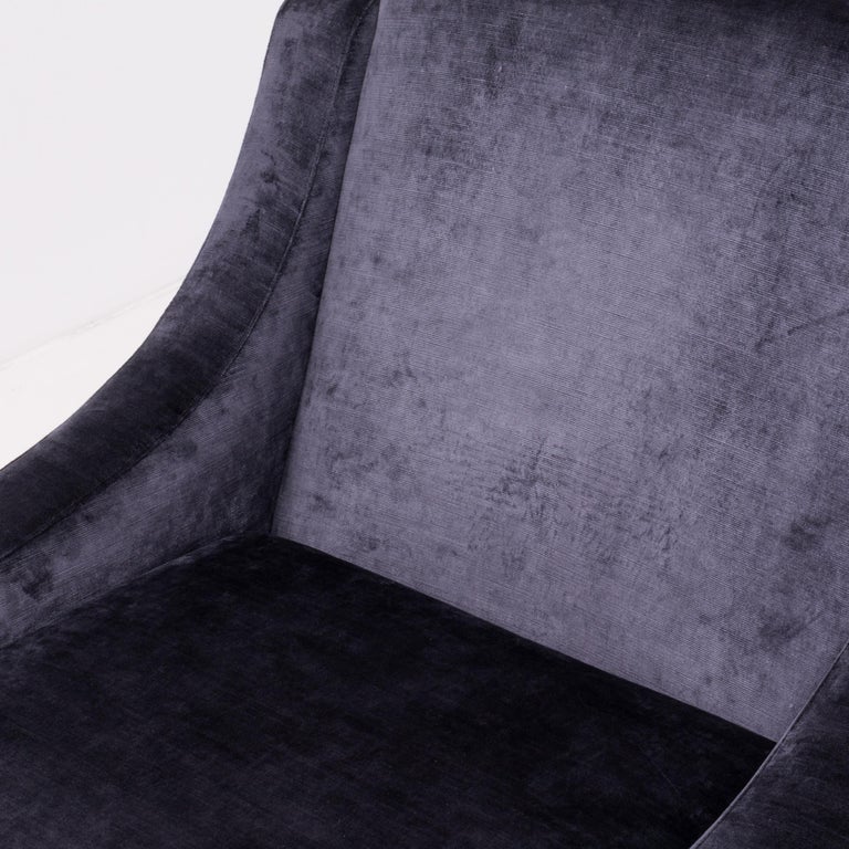 MidCentury Modern Dark Blue Velvet Armchair at 1stDibs