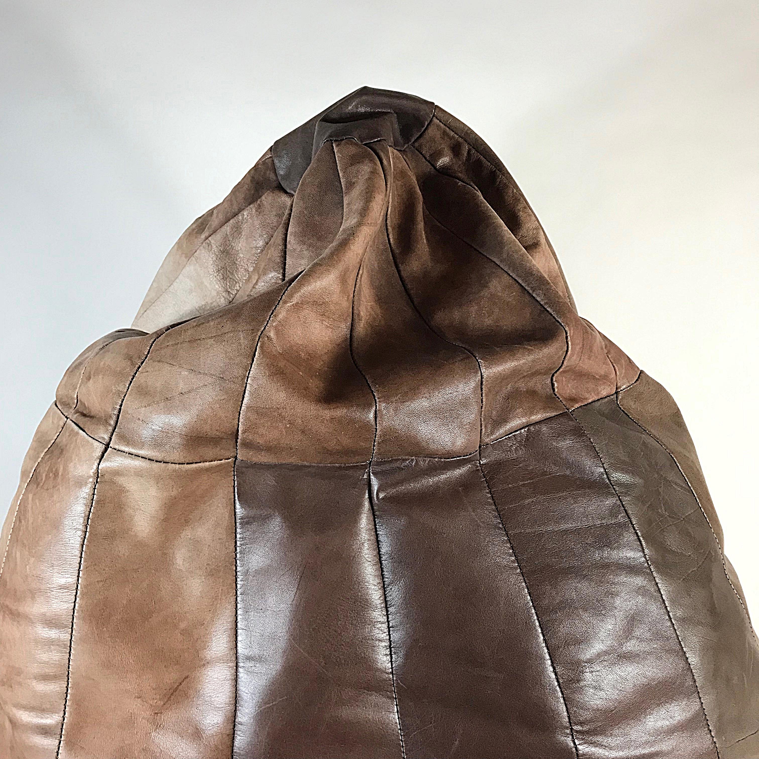 Mid-Century Modern Midcentury Modern De Sede Brown Leather Patchwork Bean Bag, 1970s, Switzerland