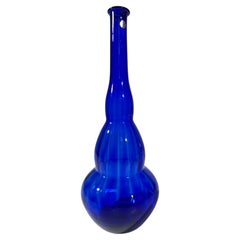 Midcentury Modern Decorative Cobalt Blue Glass Bottle designed in Empolio, 1950s
