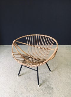 Midcentury Modern Design Bamboo Lounge Chair, Frankreich 1950er Jahre