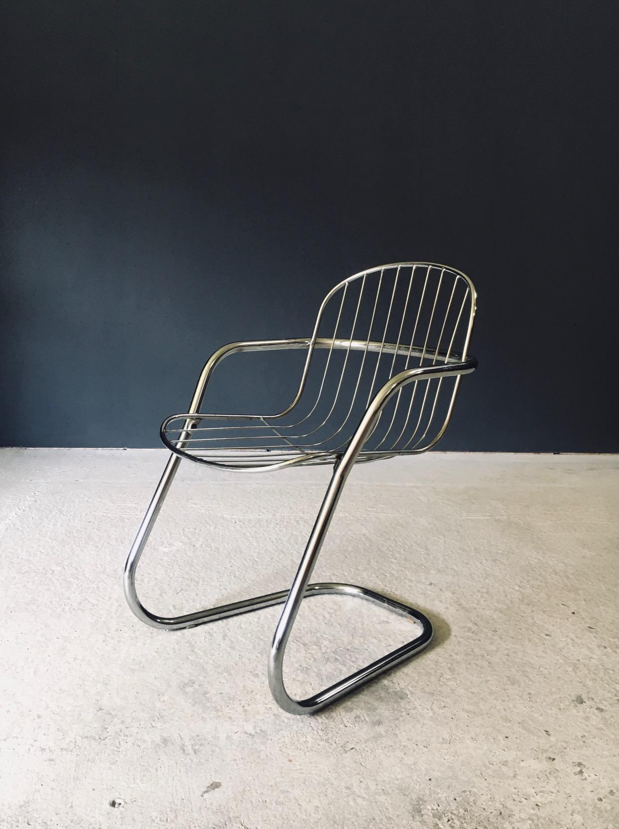 Midcentury Modern Design Chrome Dining Chairs by Gastone Rinaldi, Italy 1970's im Angebot 3