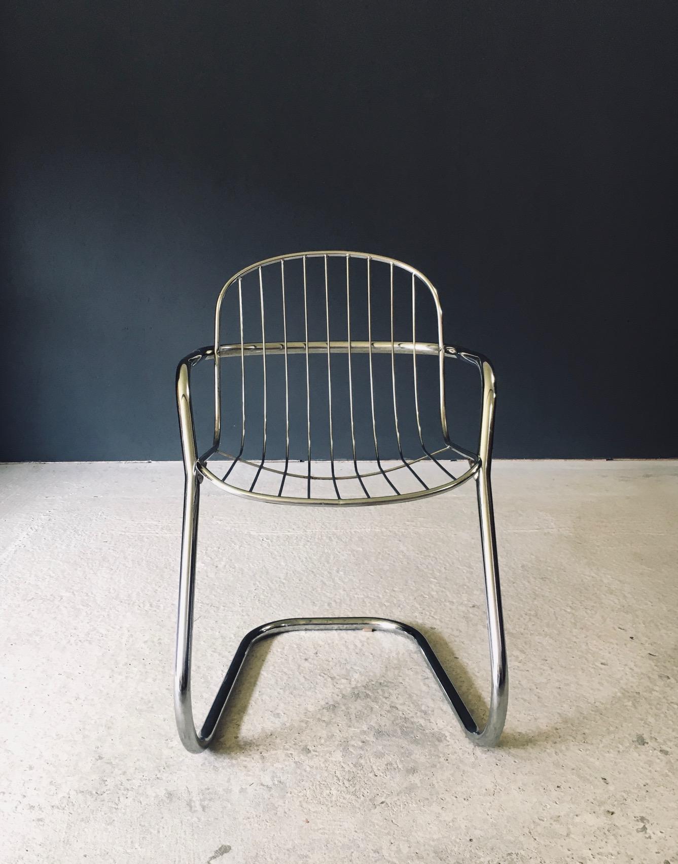 Midcentury Modern Design Chrome Dining Chairs by Gastone Rinaldi, Italy 1970's im Angebot 4