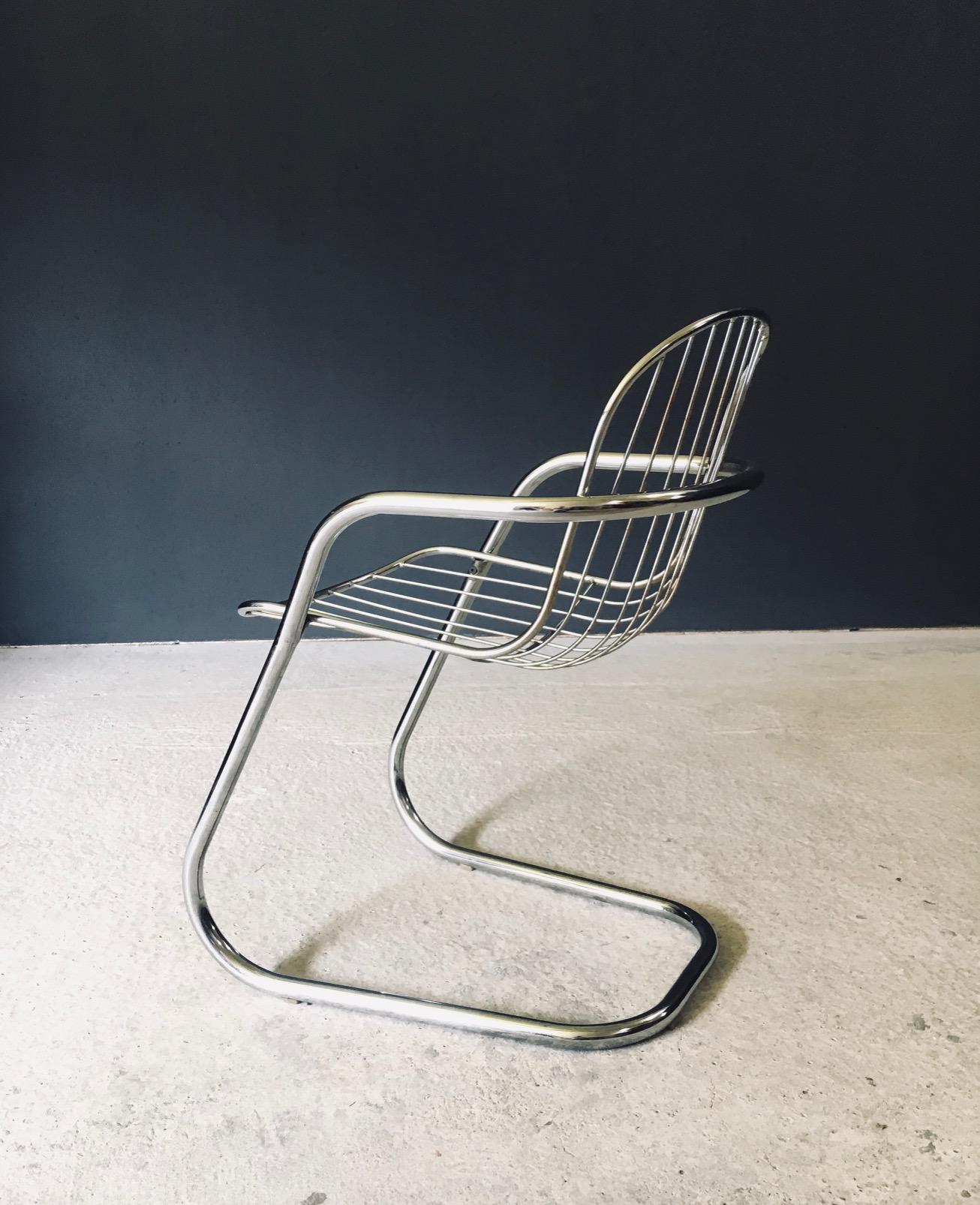 Midcentury Modern Design Chrome Dining Chairs by Gastone Rinaldi, Italy 1970's im Angebot 6