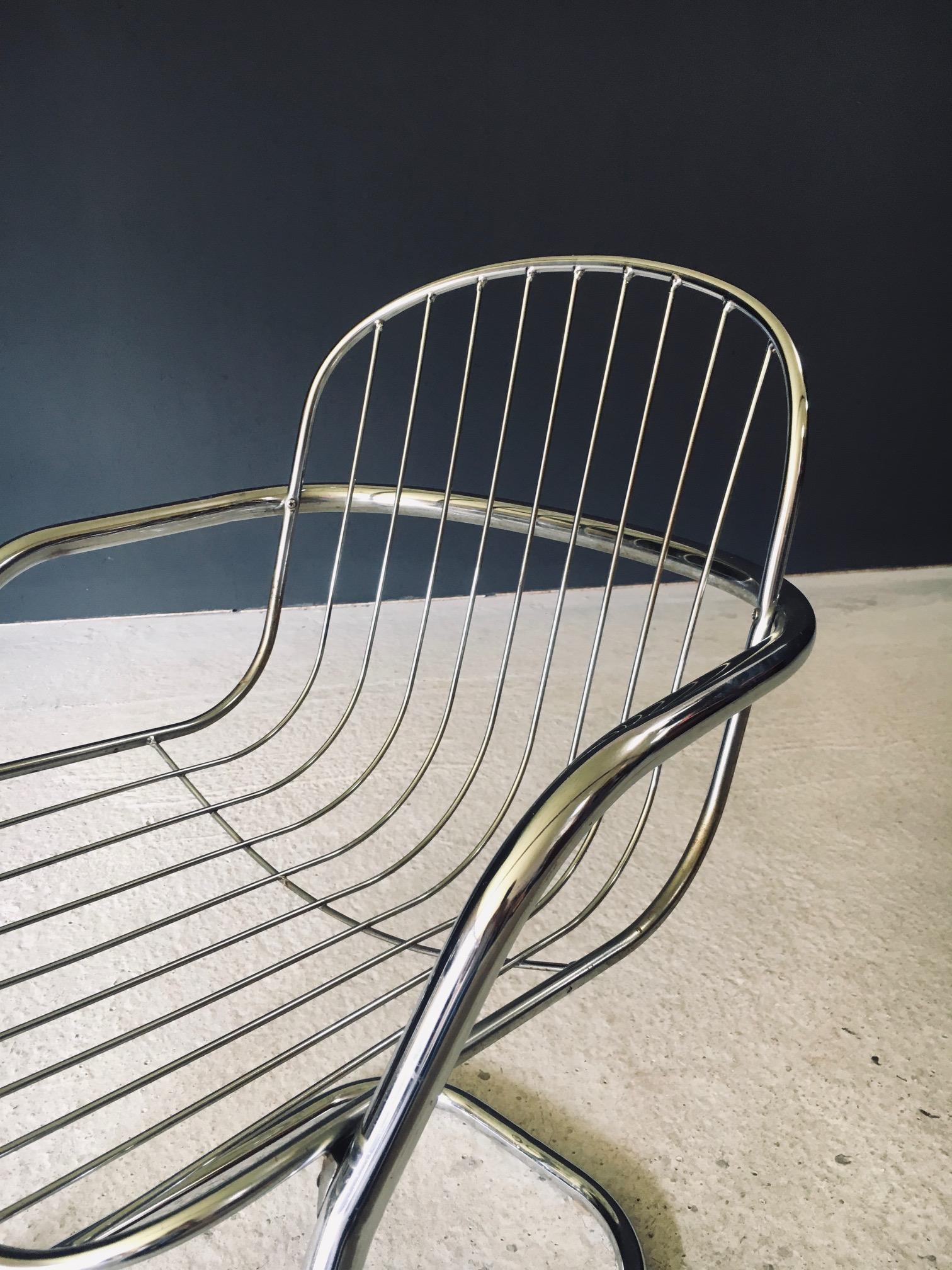 Midcentury Modern Design Chrome Dining Chairs by Gastone Rinaldi, Italy 1970's im Angebot 7