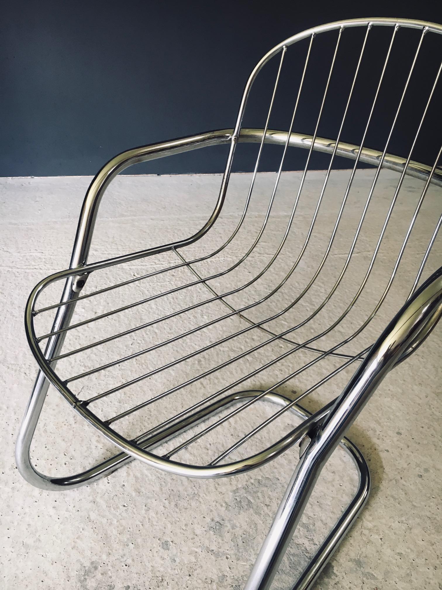 Midcentury Modern Design Chrome Dining Chairs by Gastone Rinaldi, Italy 1970's im Angebot 8