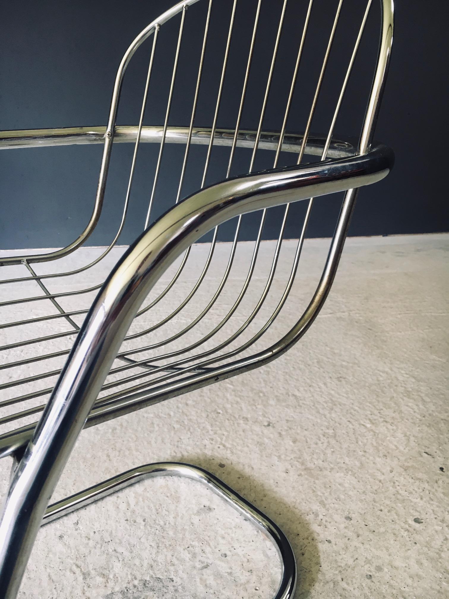 Midcentury Modern Design Chrome Dining Chairs by Gastone Rinaldi, Italy 1970's im Angebot 10