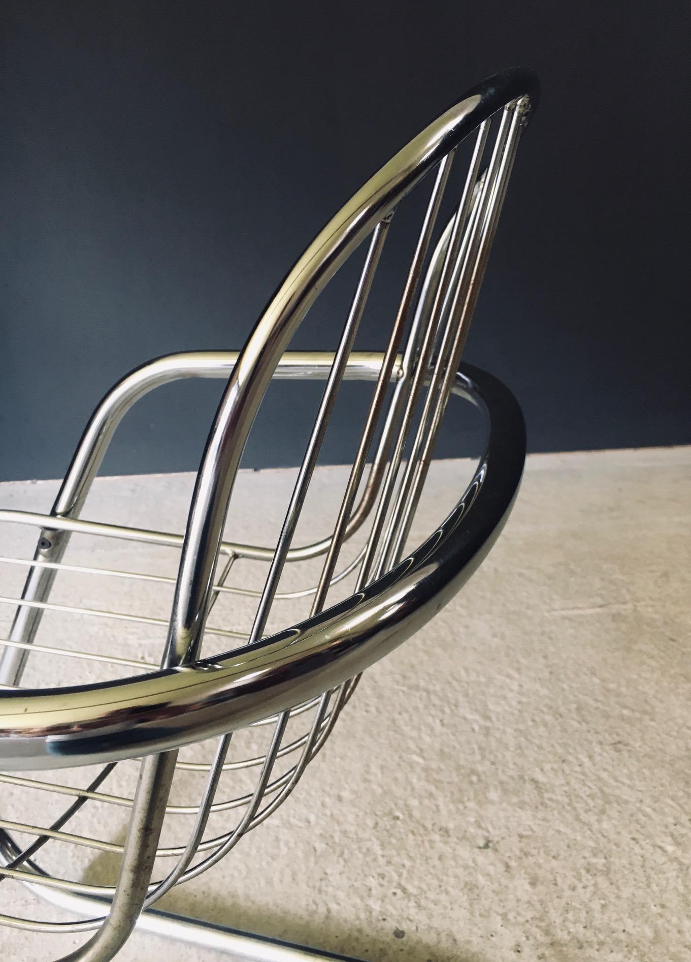 Midcentury Modern Design Chrome Dining Chairs by Gastone Rinaldi, Italy 1970's im Angebot 12