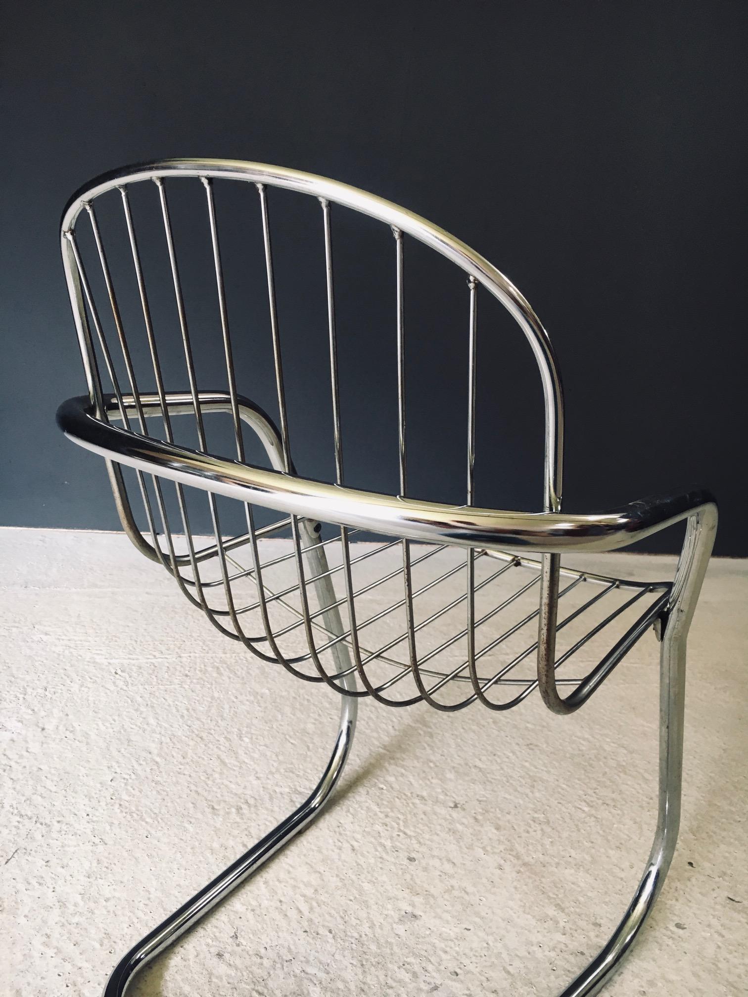 Midcentury Modern Design Chrome Dining Chairs by Gastone Rinaldi, Italy 1970's im Angebot 13