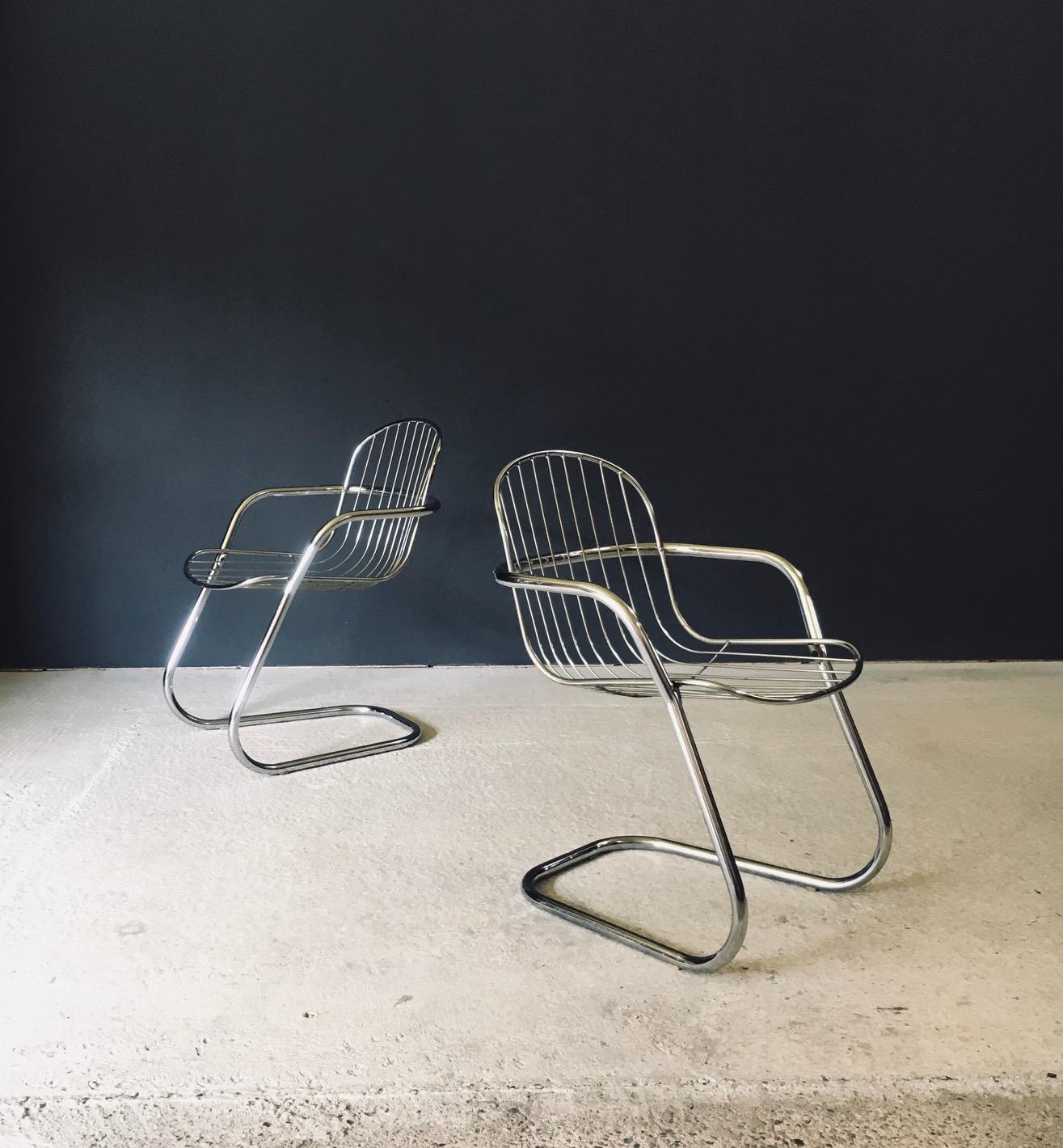 Midcentury Modern Design Chrome Dining Chairs by Gastone Rinaldi, Italy 1970's im Angebot 2