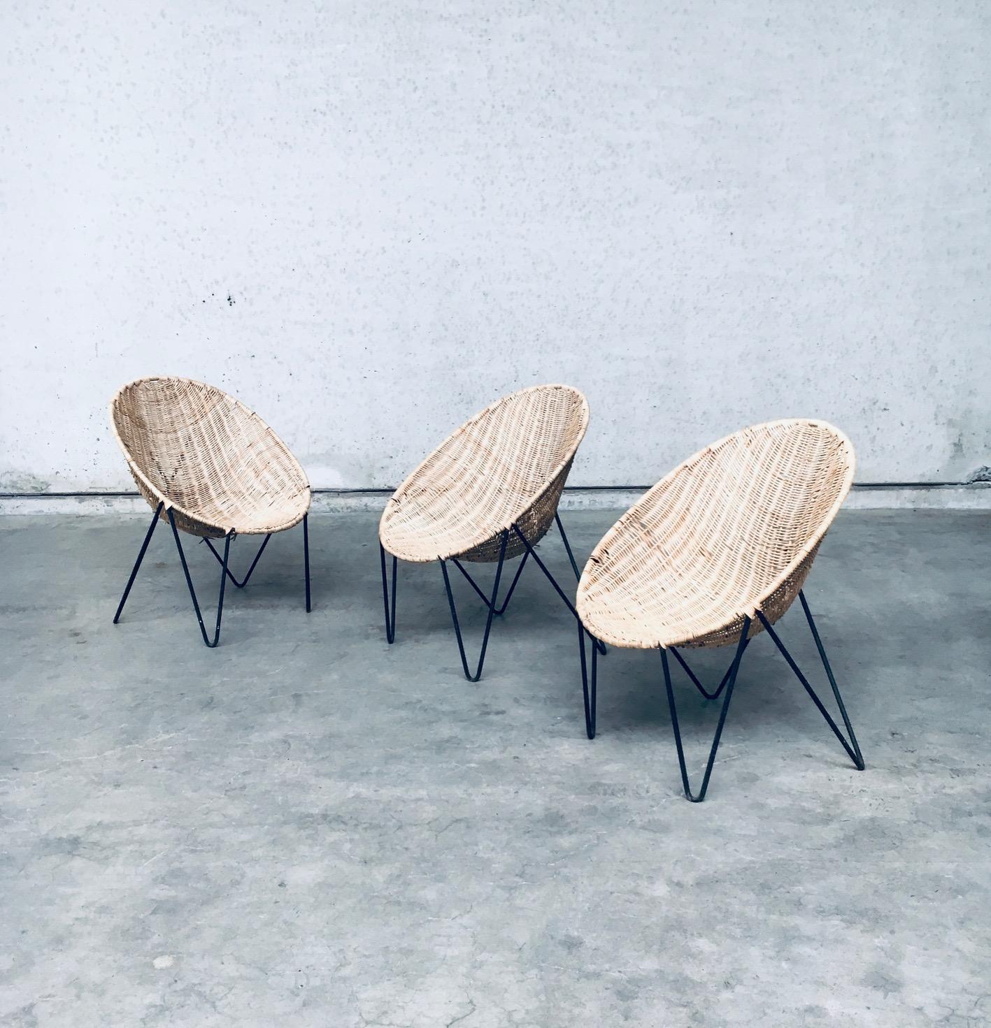 Midcentury Modern Design EGG Basket Wicker Chair set, Italy 1950's In Good Condition For Sale In Oud-Turnhout, VAN