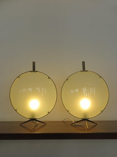 Midcentury Modern Design French Brass Glass Table Lamps 1950s