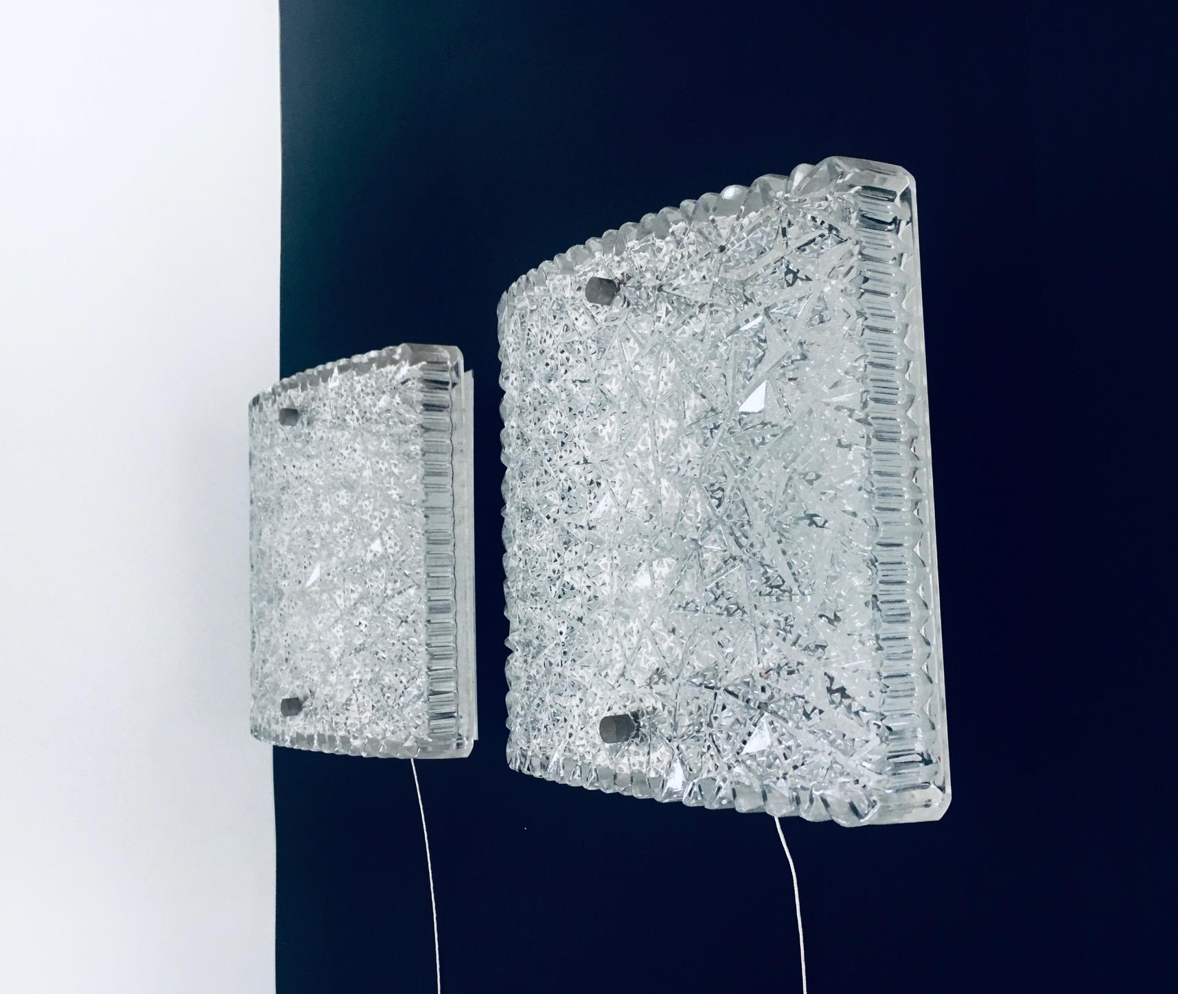 Mid-Century Modern Design Glass Sconce Wall Lamp Set by BUR Leuchten, 1960's In Good Condition For Sale In Oud-Turnhout, VAN