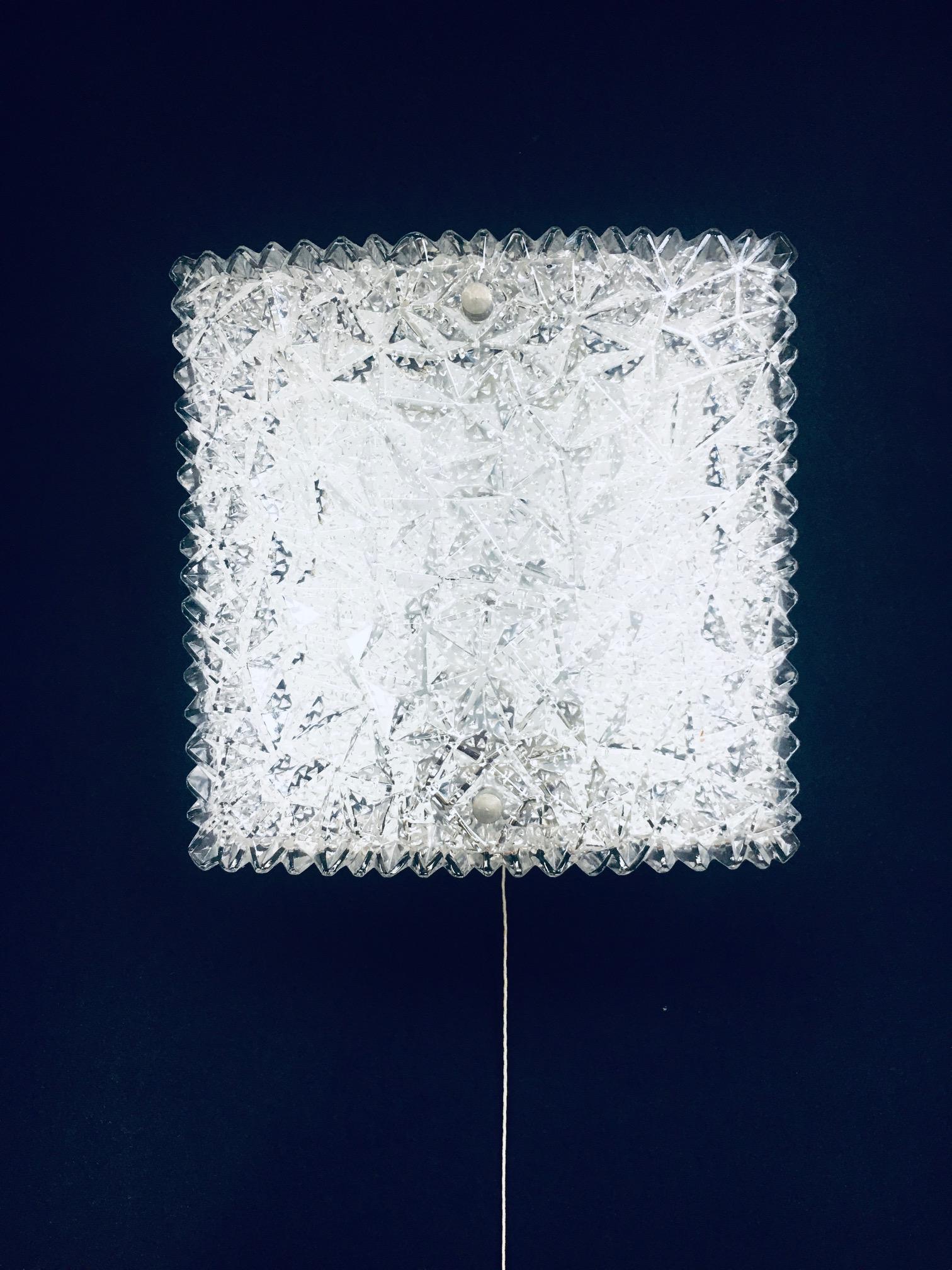 Mid-Century Modern Design Glass Sconce Wall Lamp Set by BUR Leuchten, 1960's For Sale 3