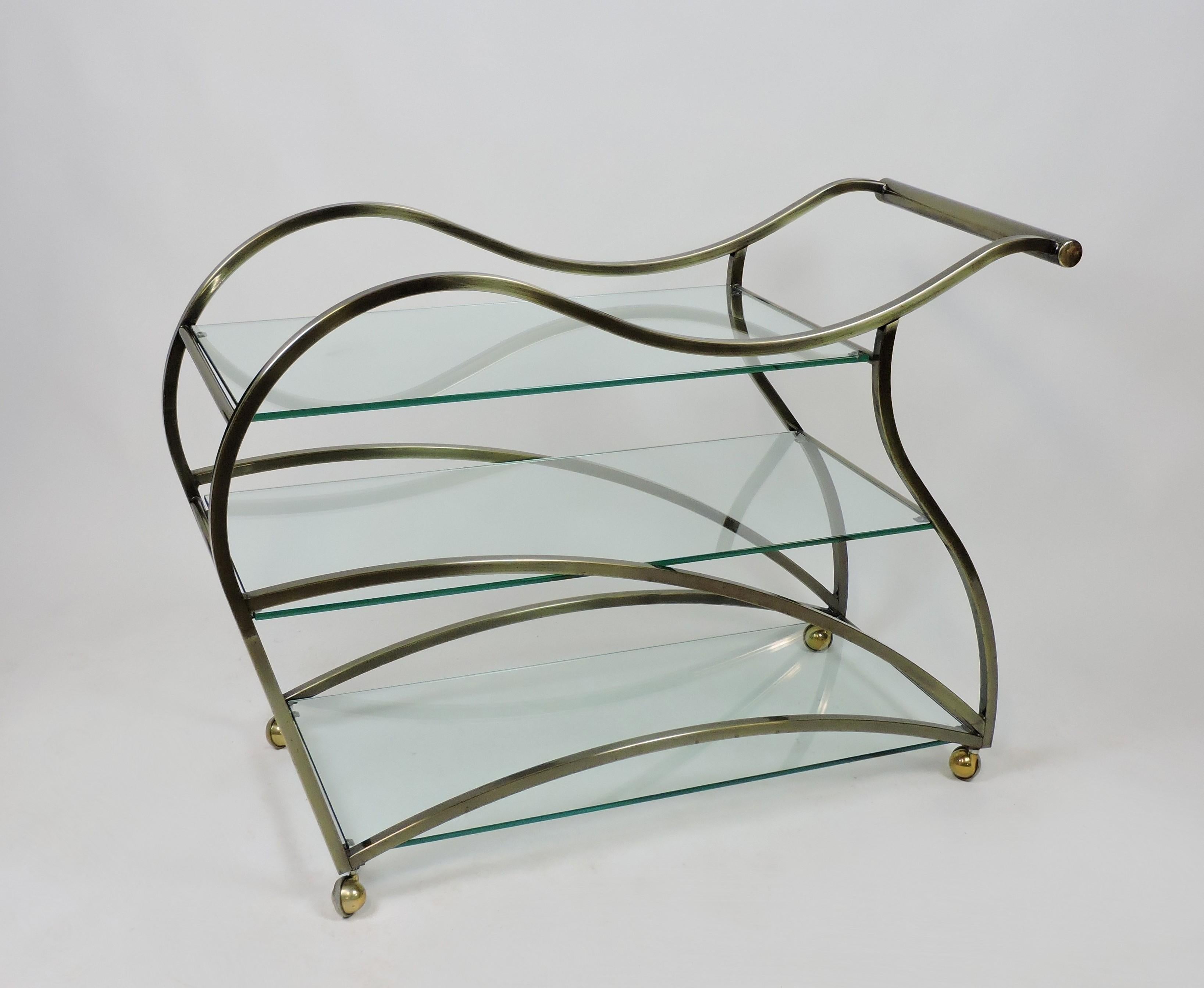 DIA Design Institute of America Modern Curvaceous Sculptural Bar or Tea Cart In Good Condition In Chesterfield, NJ