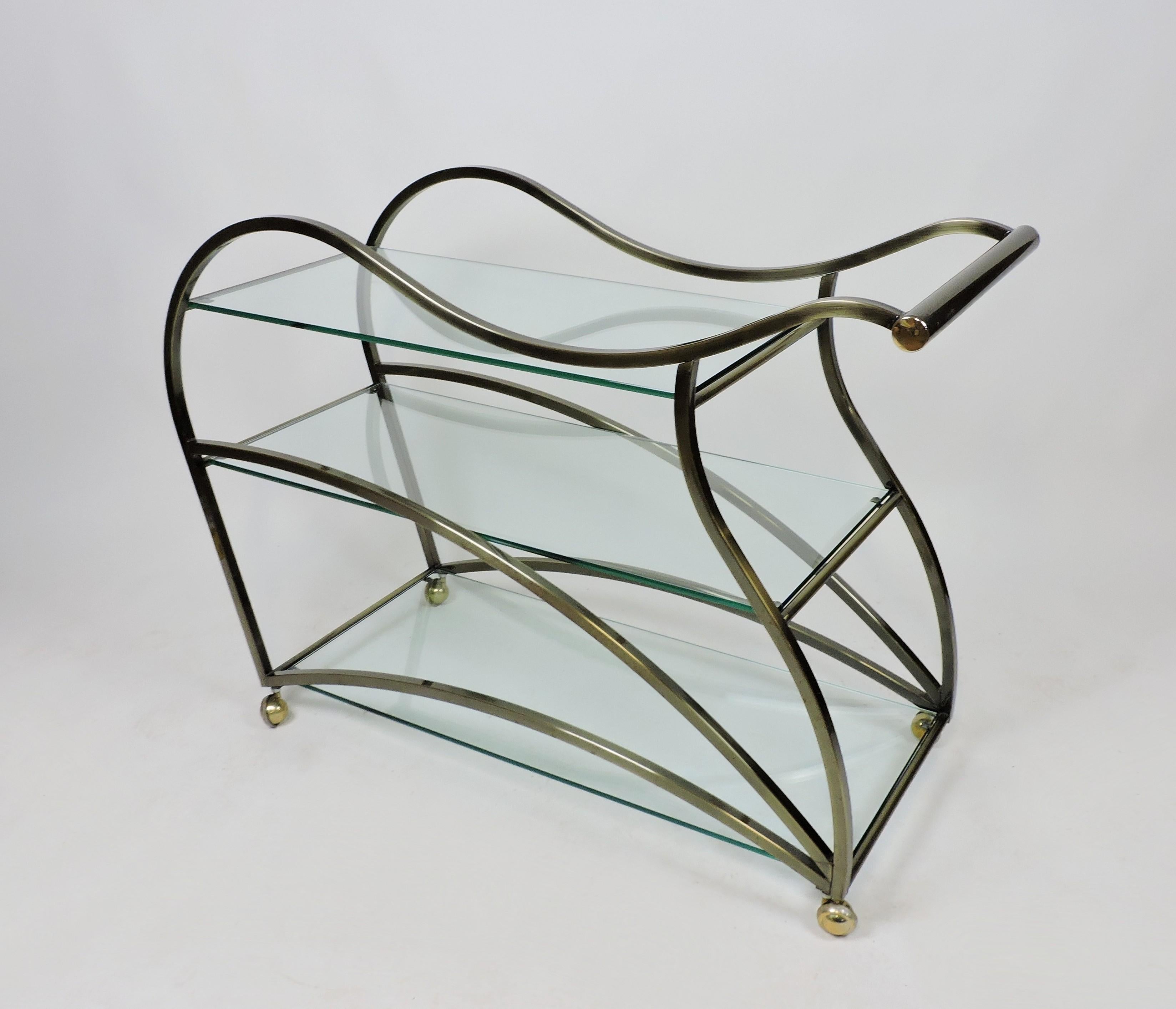 20th Century DIA Design Institute of America Modern Curvaceous Sculptural Bar or Tea Cart