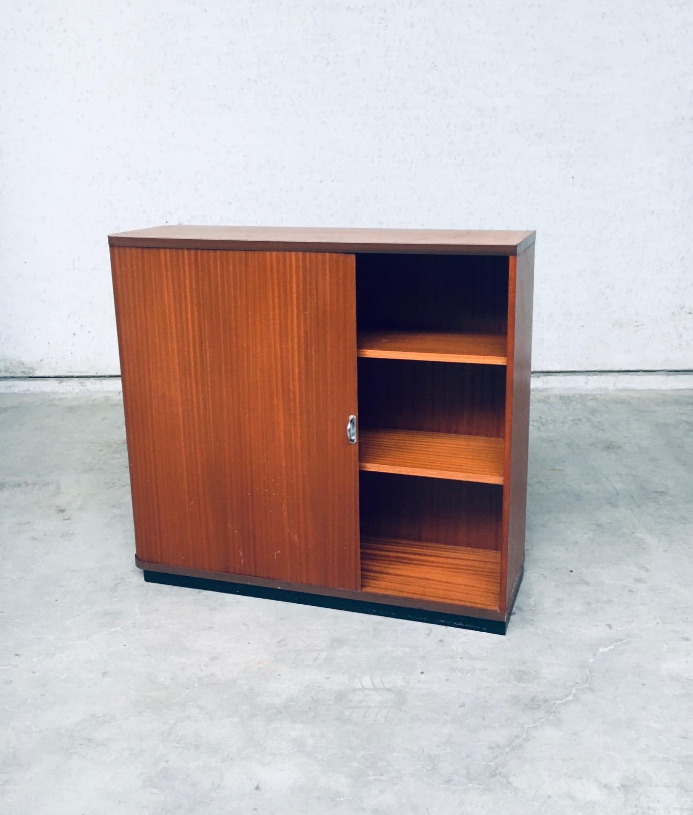 Belgian Mid-Century Modern Design Sliding Door Filing Cabinet, 1960s, Belgium For Sale