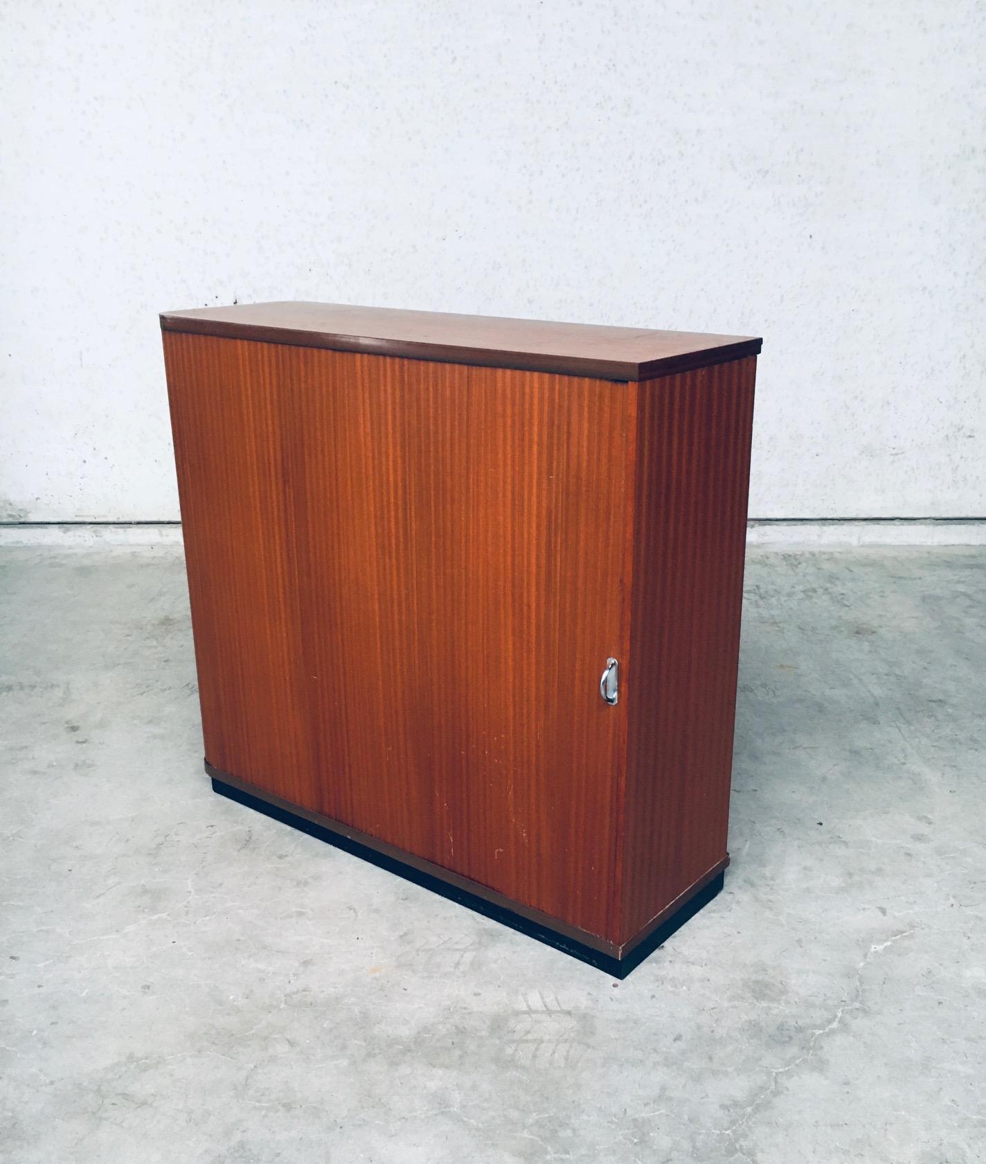 Mid-Century Modern Design Sliding Door Filing Cabinet, 1960s, Belgium For Sale 1
