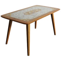 Midcentury Modern Design Swiss Wood and Mosaic Coffee Table, 1950s