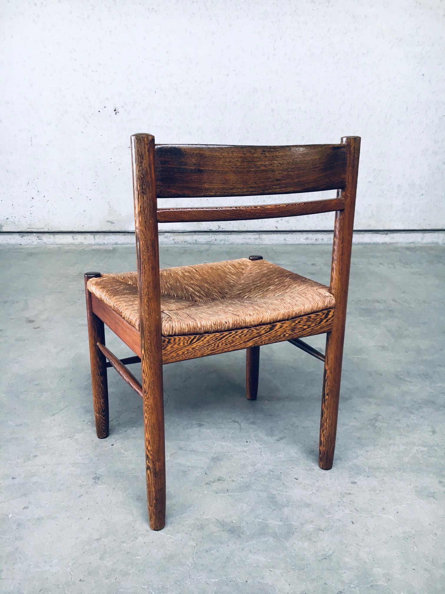 Mid-Century Modern Design Wengé & Paper Cord Dining Chair Set, Belgium 1960's 5