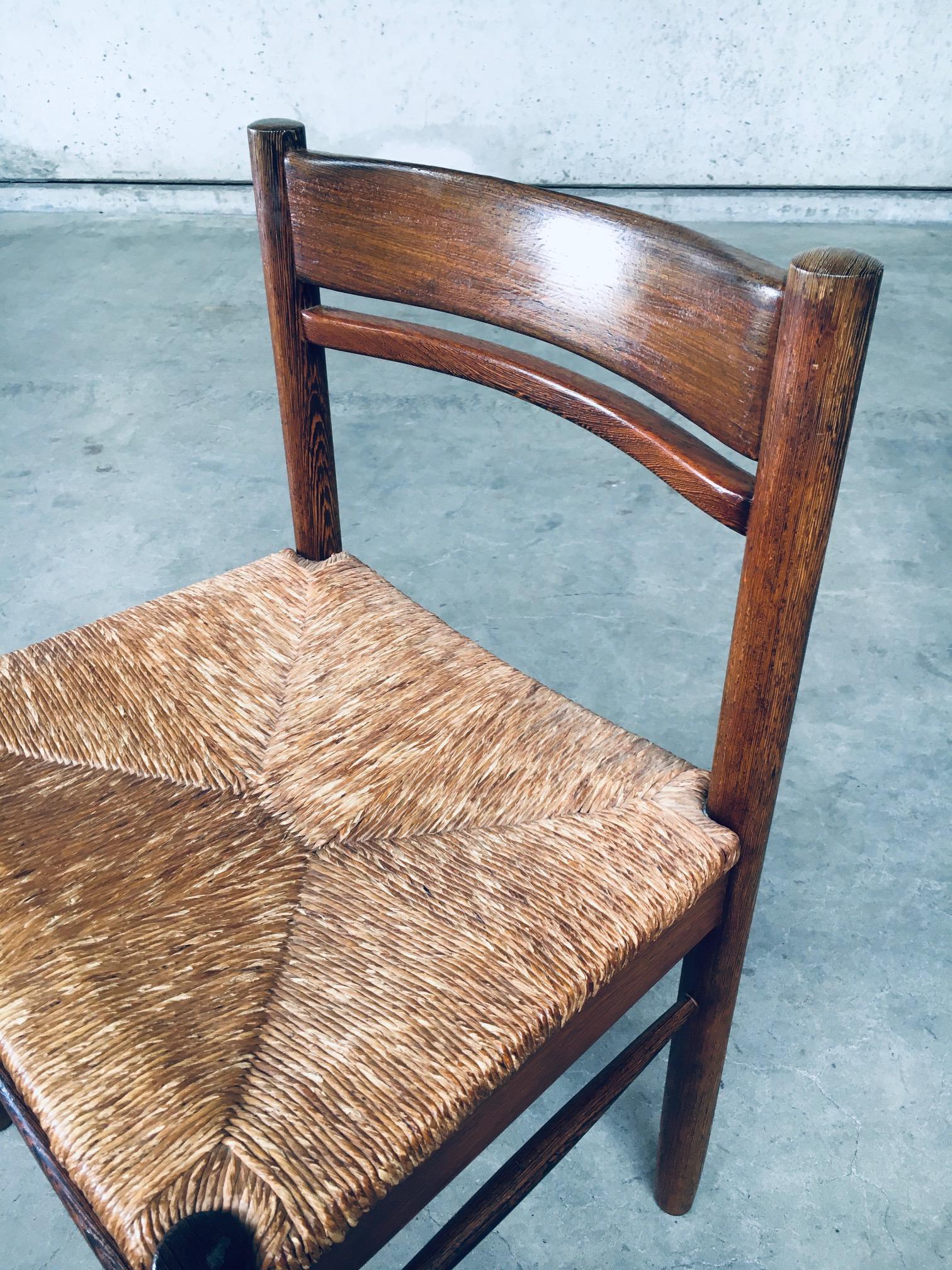 Mid-Century Modern Design Wengé & Paper Cord Dining Chair Set, Belgium 1960's For Sale 6