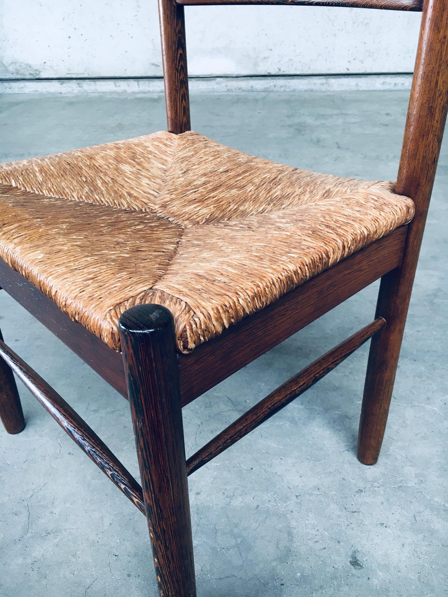 Mid-Century Modern Design Wengé & Paper Cord Dining Chair Set, Belgium 1960's For Sale 7