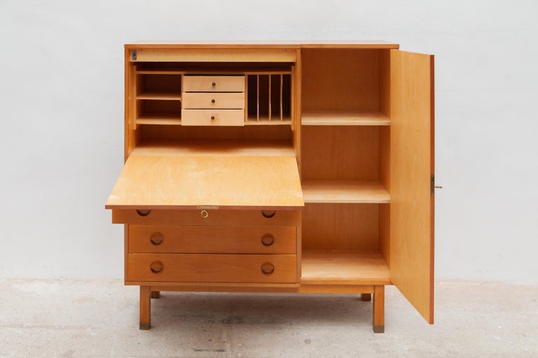 Belgian Mid-Century Modern Desk Sideboard Bureau Secretaire Belgium Design, 1960s For Sale