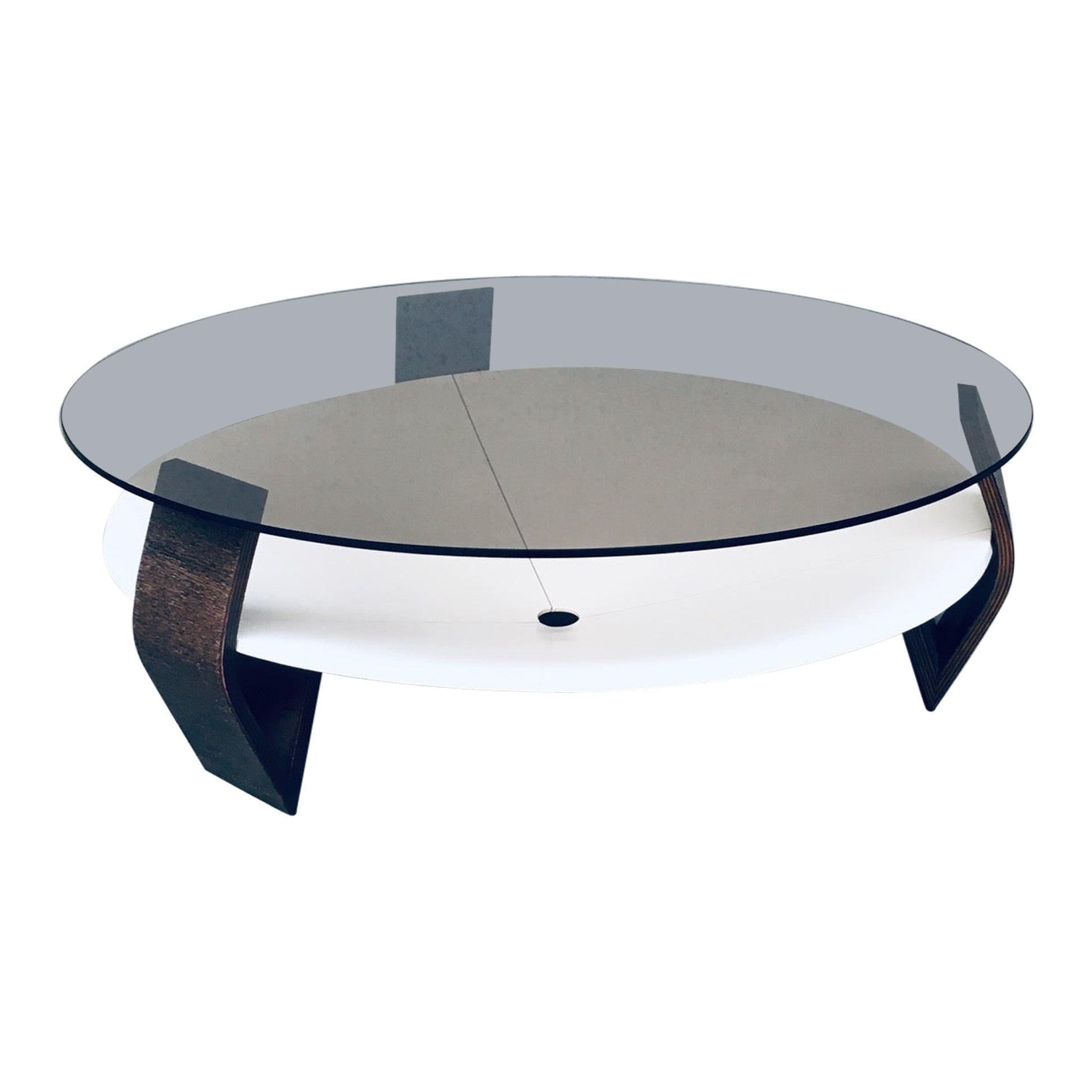 Midcentury Modern Dutch Design Wenge & Smoke Glass Coffee Table