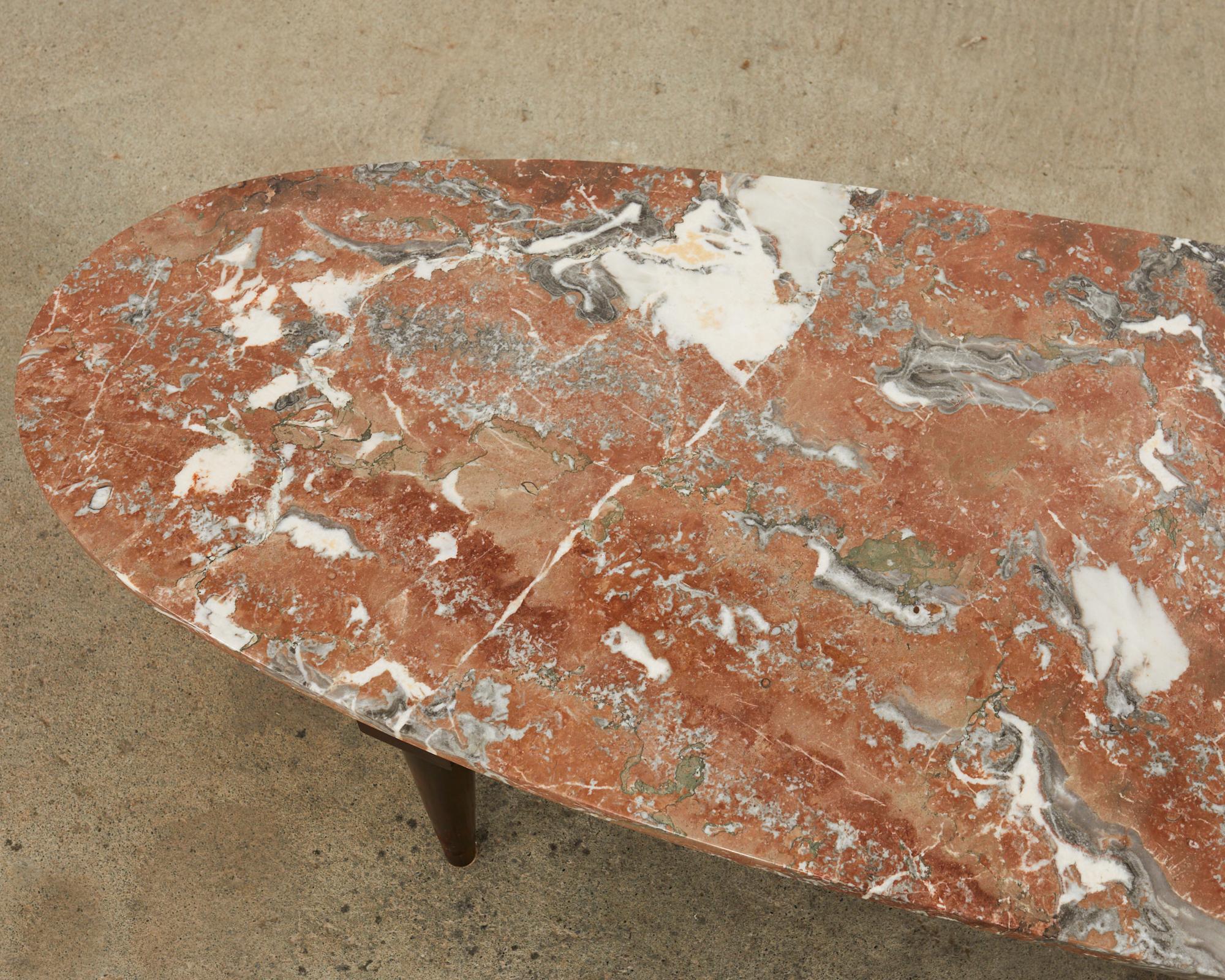 Mid-Century Modern Dutch Marble Top Surfboard Cocktail Table 11