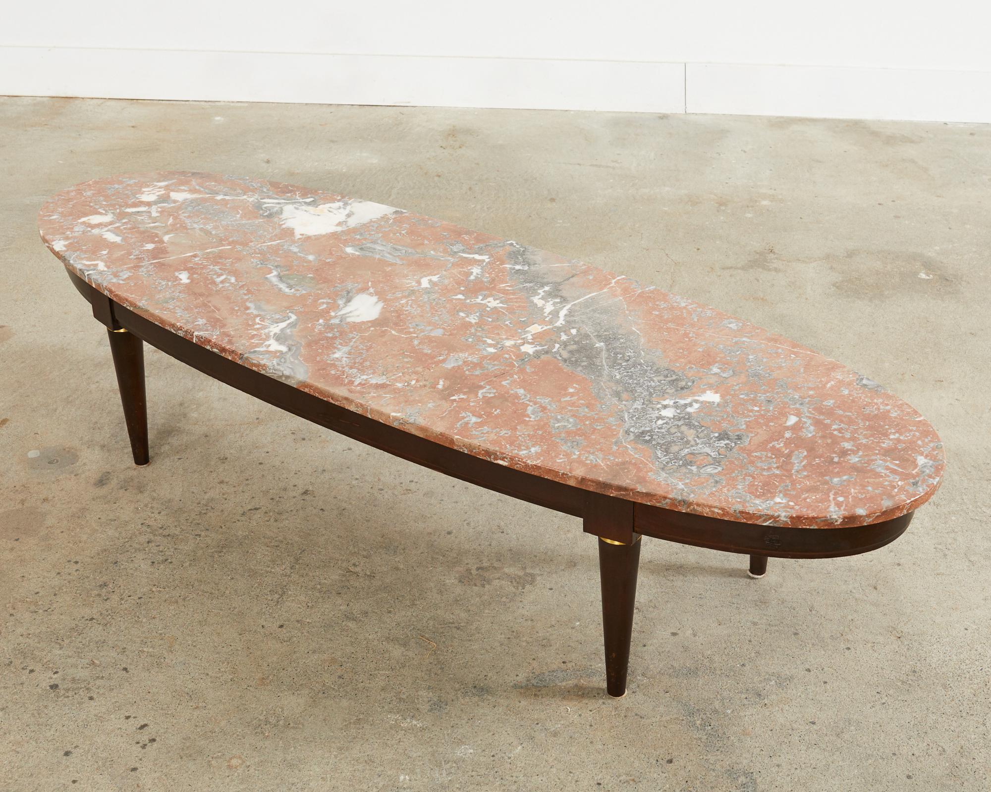Belgian Mid-Century Modern Dutch Marble Top Surfboard Cocktail Table For Sale