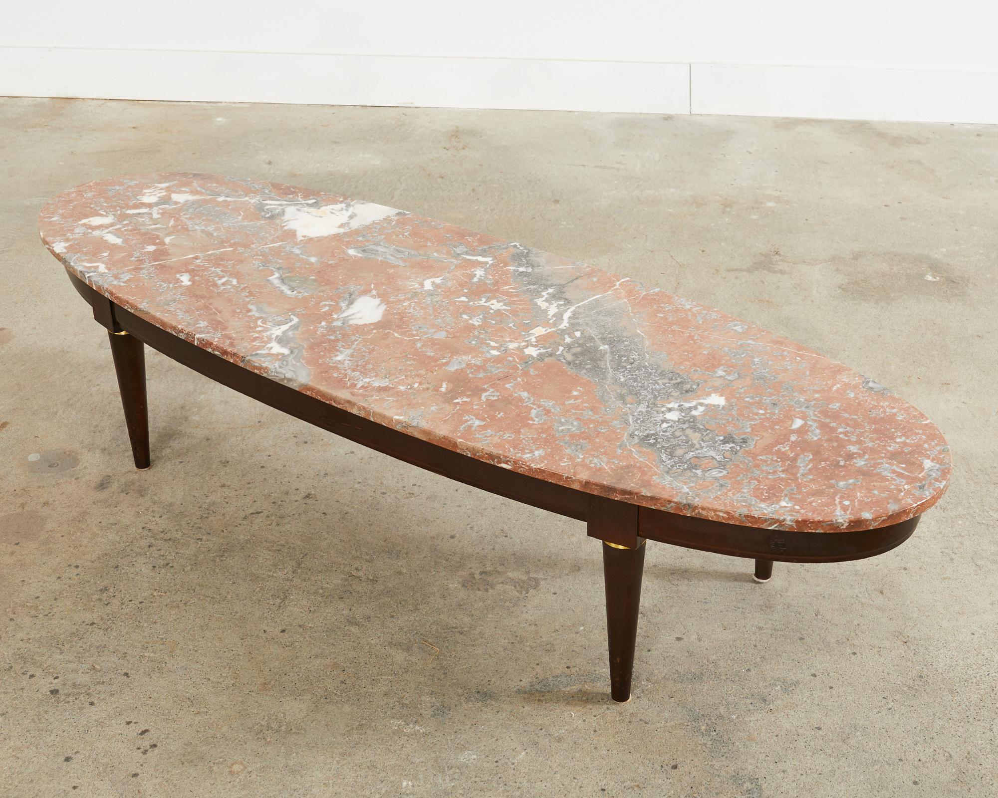 Belgian Mid-Century Modern Dutch Marble Top Surfboard Cocktail Table