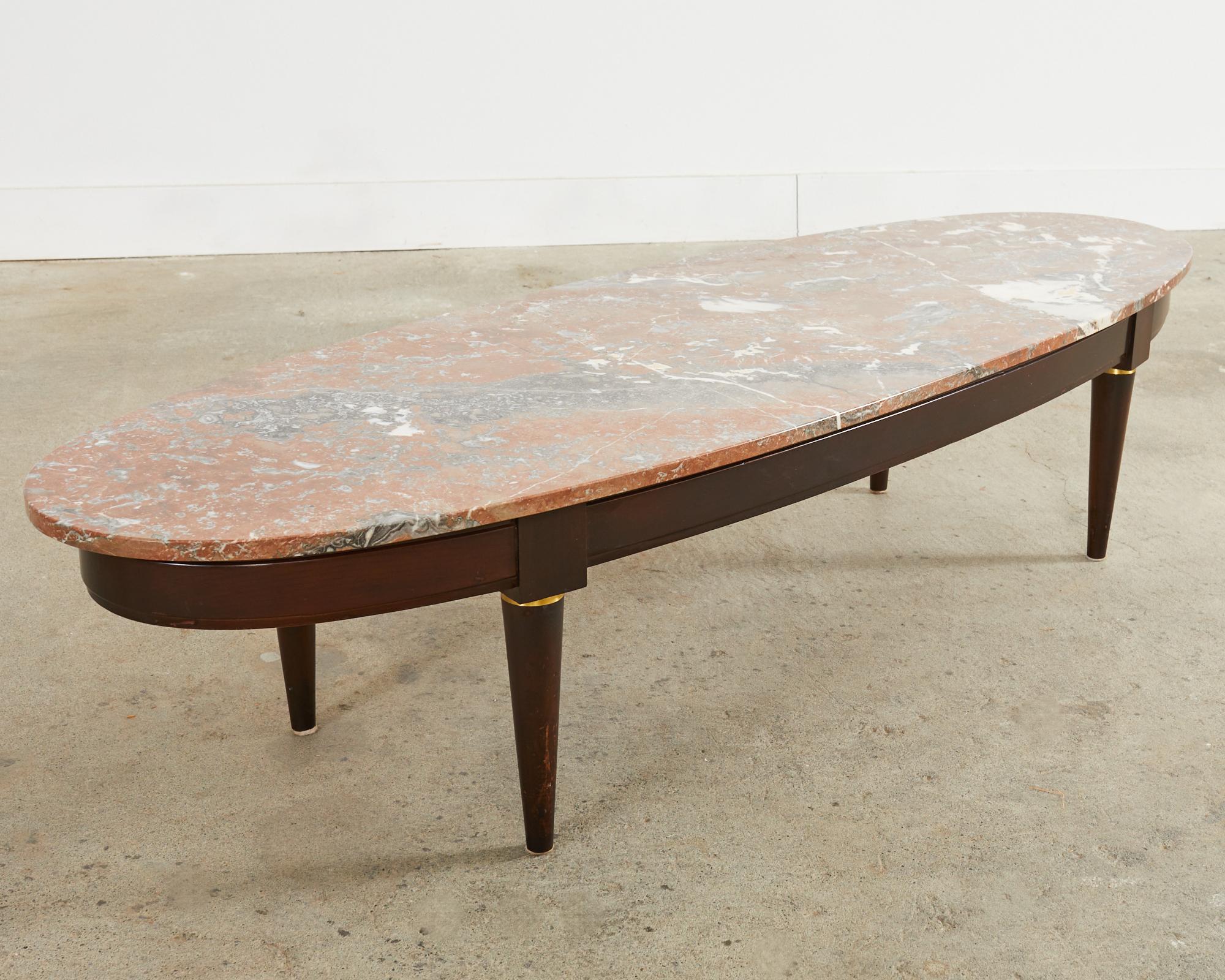 Hand-Crafted Mid-Century Modern Dutch Marble Top Surfboard Cocktail Table For Sale