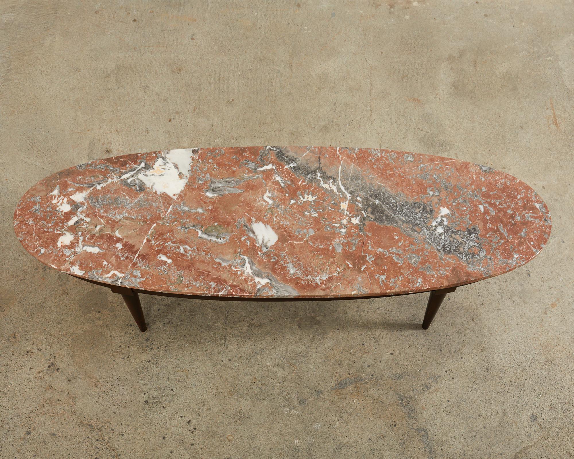 Mid-Century Modern Dutch Marble Top Surfboard Cocktail Table For Sale 2