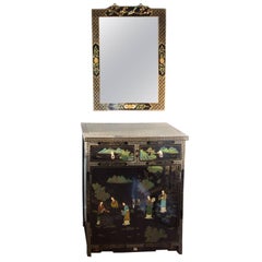 Midcentury Modern Ebony Chinoiserie Dry Bar Pretty Design Unique Petite Flare