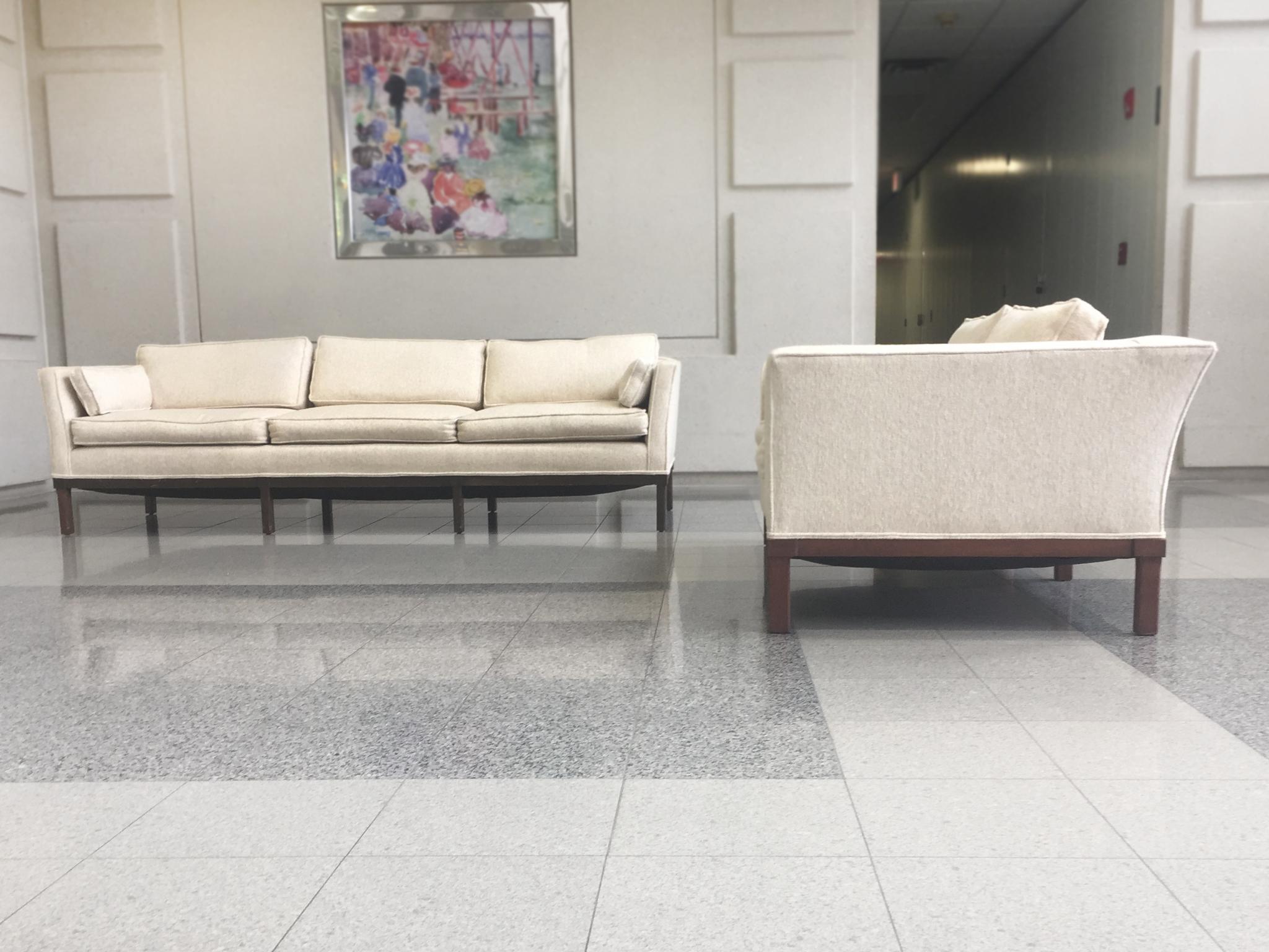 Mid-Century Modern Ecru Sofa and Settee Set 6