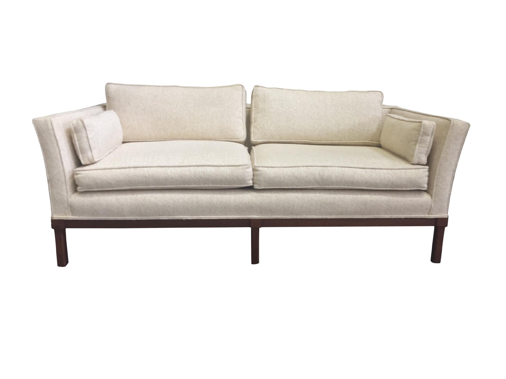 Wool Mid-Century Modern Ecru Sofa and Settee Set