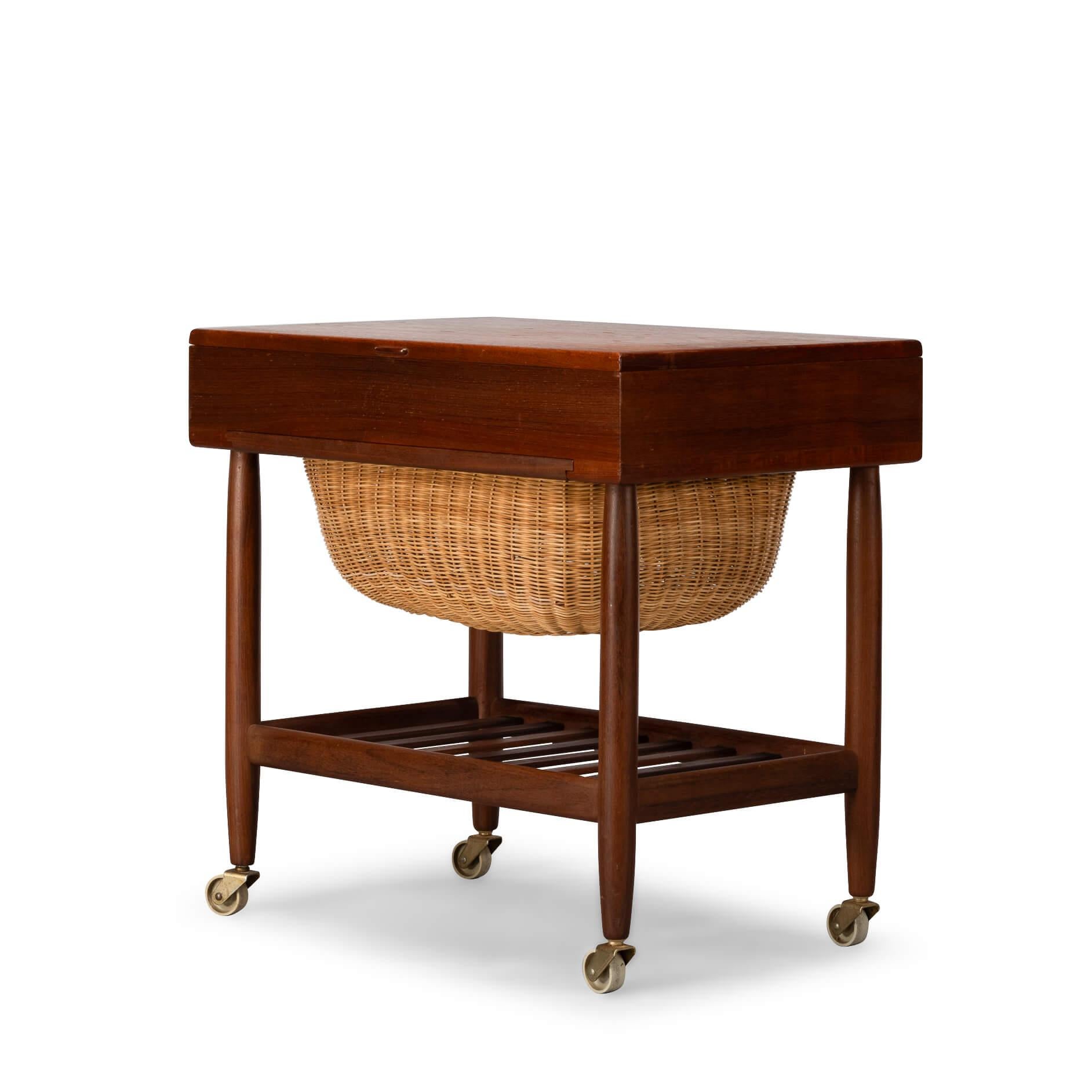 Mid-Century Modern Midcentury Modern Ejvind Johannson Teak Sewing Table for FDB Mobler, 1960s For Sale
