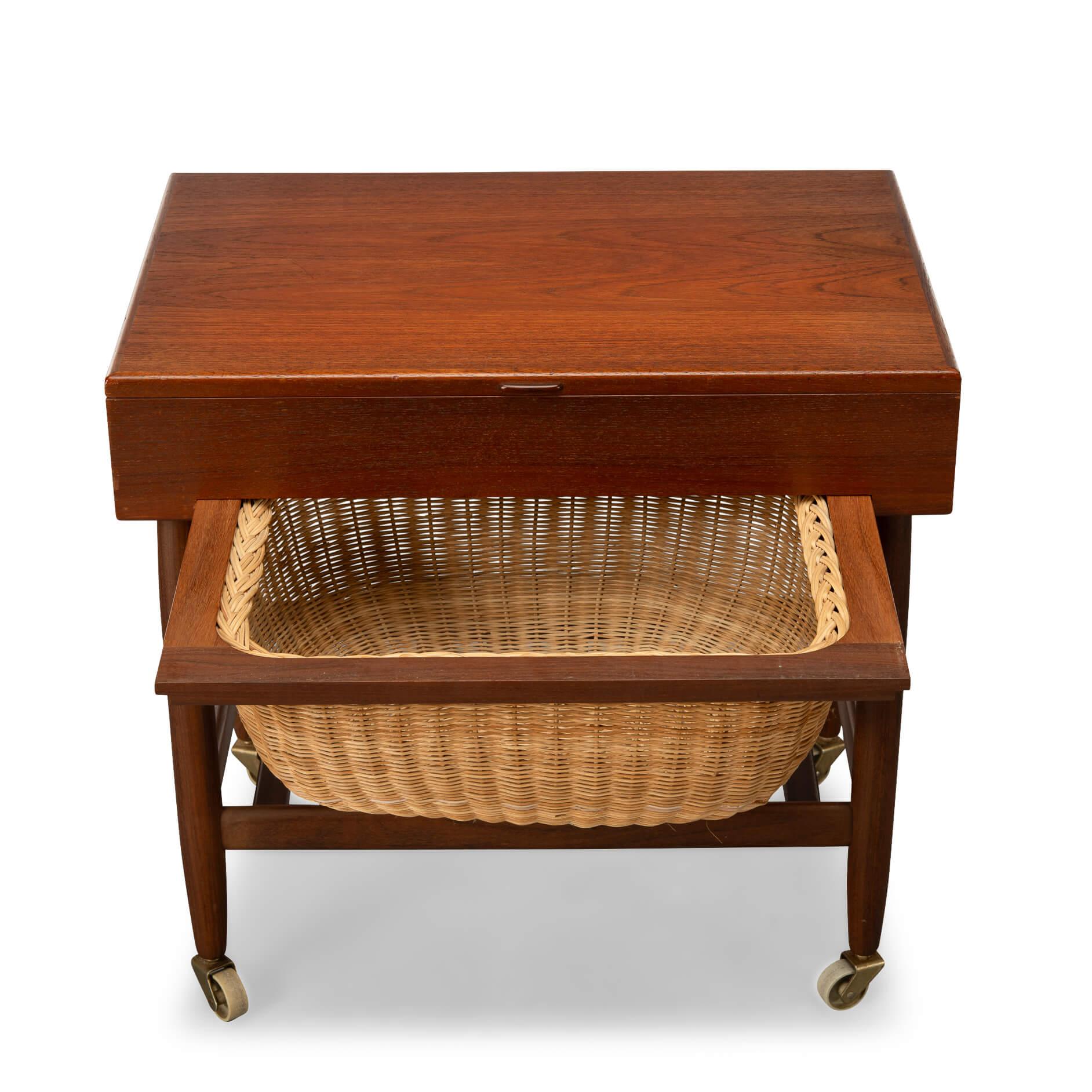 Mid-20th Century Midcentury Modern Ejvind Johannson Teak Sewing Table for FDB Mobler, 1960s For Sale