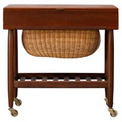 Midcentury Modern Ejvind Johannson Teak Sewing Table for FDB Mobler, 1960s