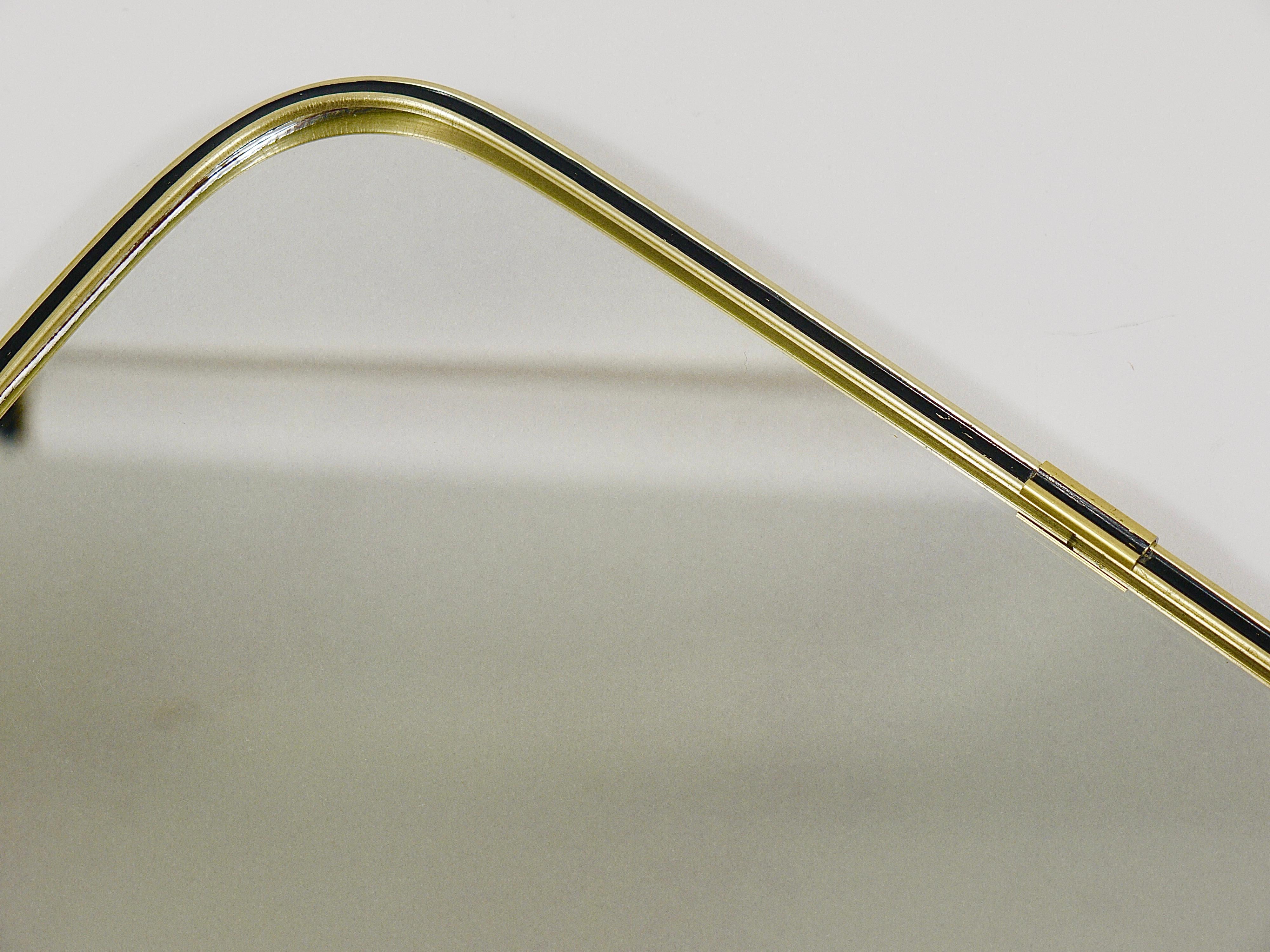 Midcentury Modern Eleganter Wandspiegel aus Messing und Schwarz, Italien, 1950er Jahre im Angebot 8